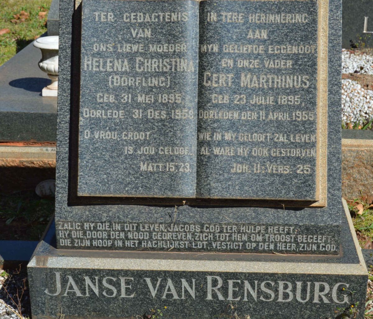 RENSBURG Gert Marthinus, Janse van 1895-1955 &amp; Helena Christina DORFLING 1895-1958