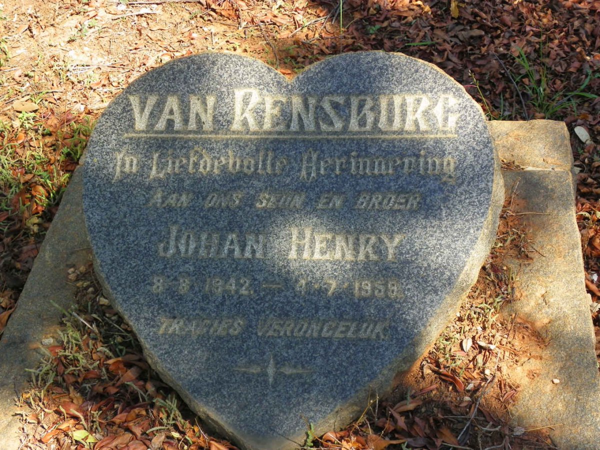 RENSBURG Johan Henry, van 1942-1959