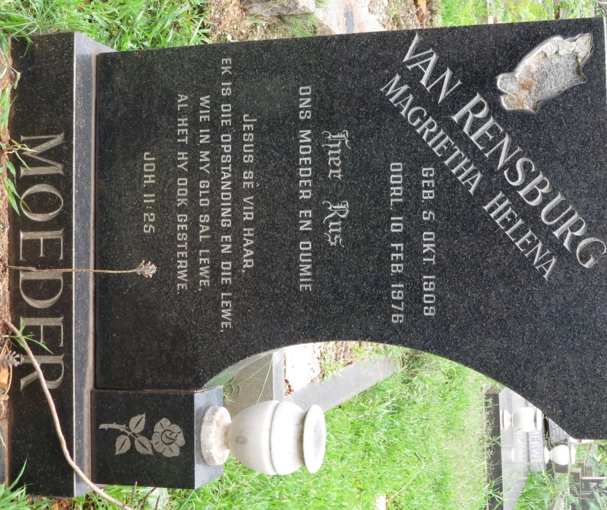 RENSBURG Magrietha Helena, van 1909-1976