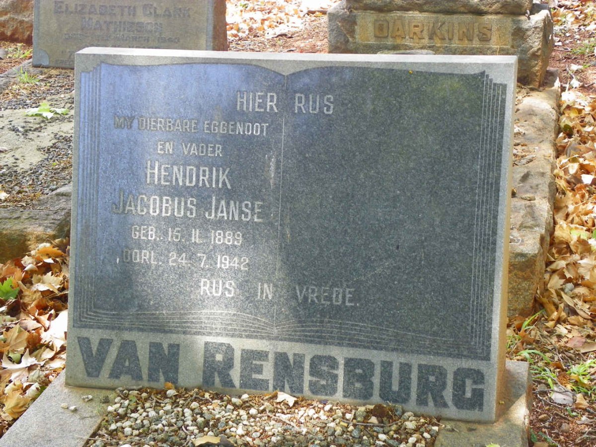 RENSBURG Hendrik Jacobus Janse, van 1889-1942