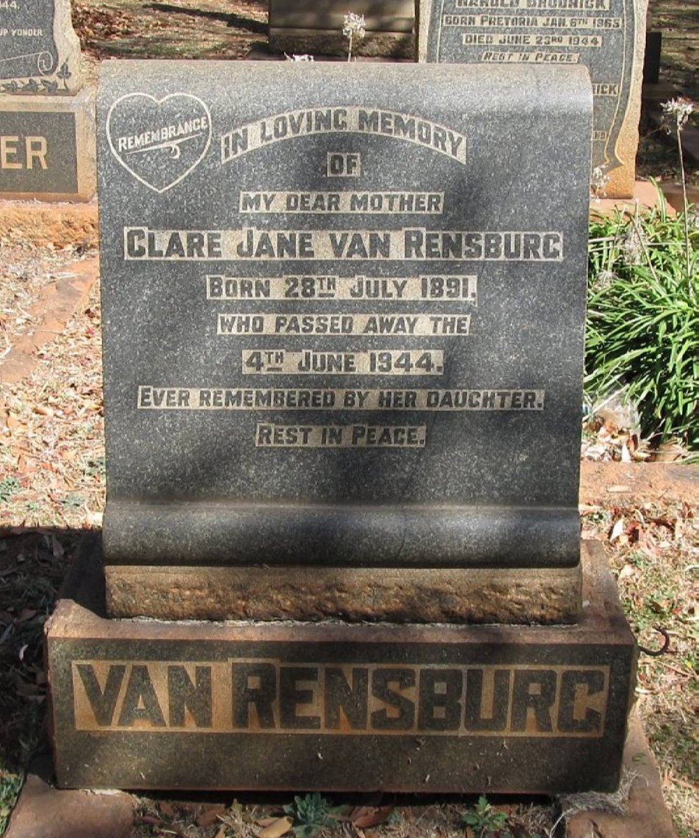 RENSBURG Clare Jane, van 1891-1944