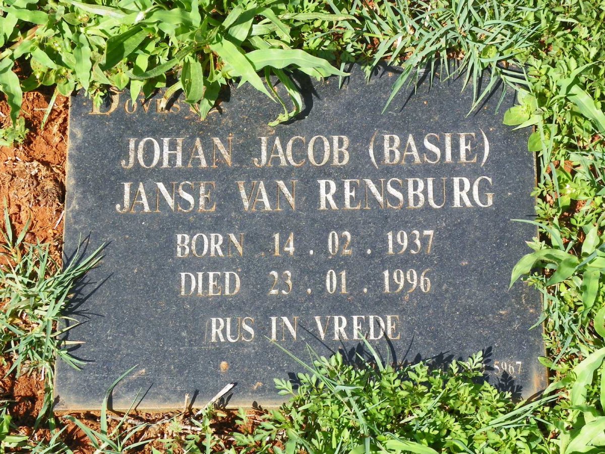 RENSBURG Johan Jacob, Janse van 1937-1996