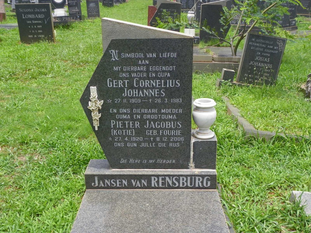 RENSBURG Gert Cornelius Johannes, Jansen van 1909-1983 &amp; Pieter Jacobus FOURIE 1920-2006