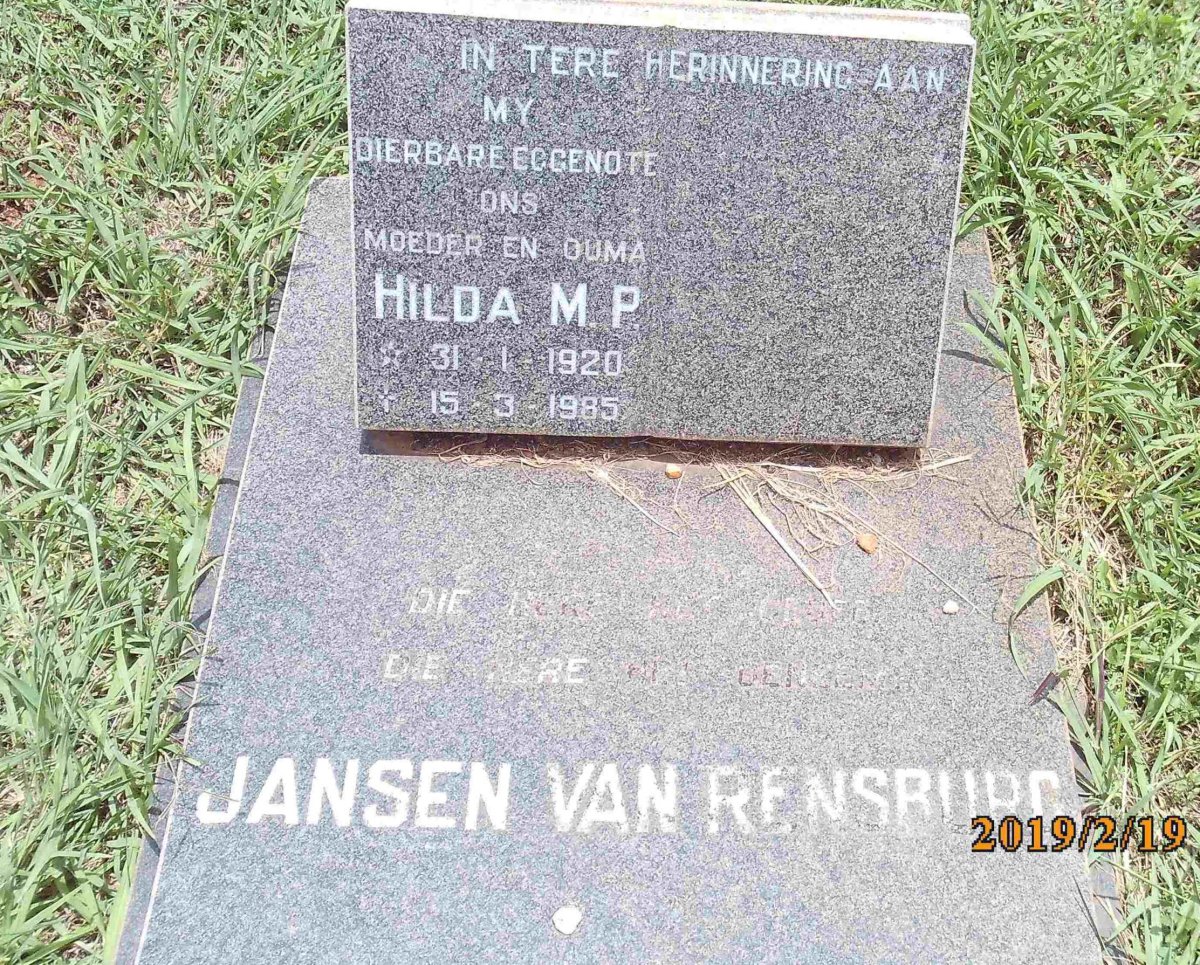RENSBURG Hilda M.P., Jansen van 1920-1985