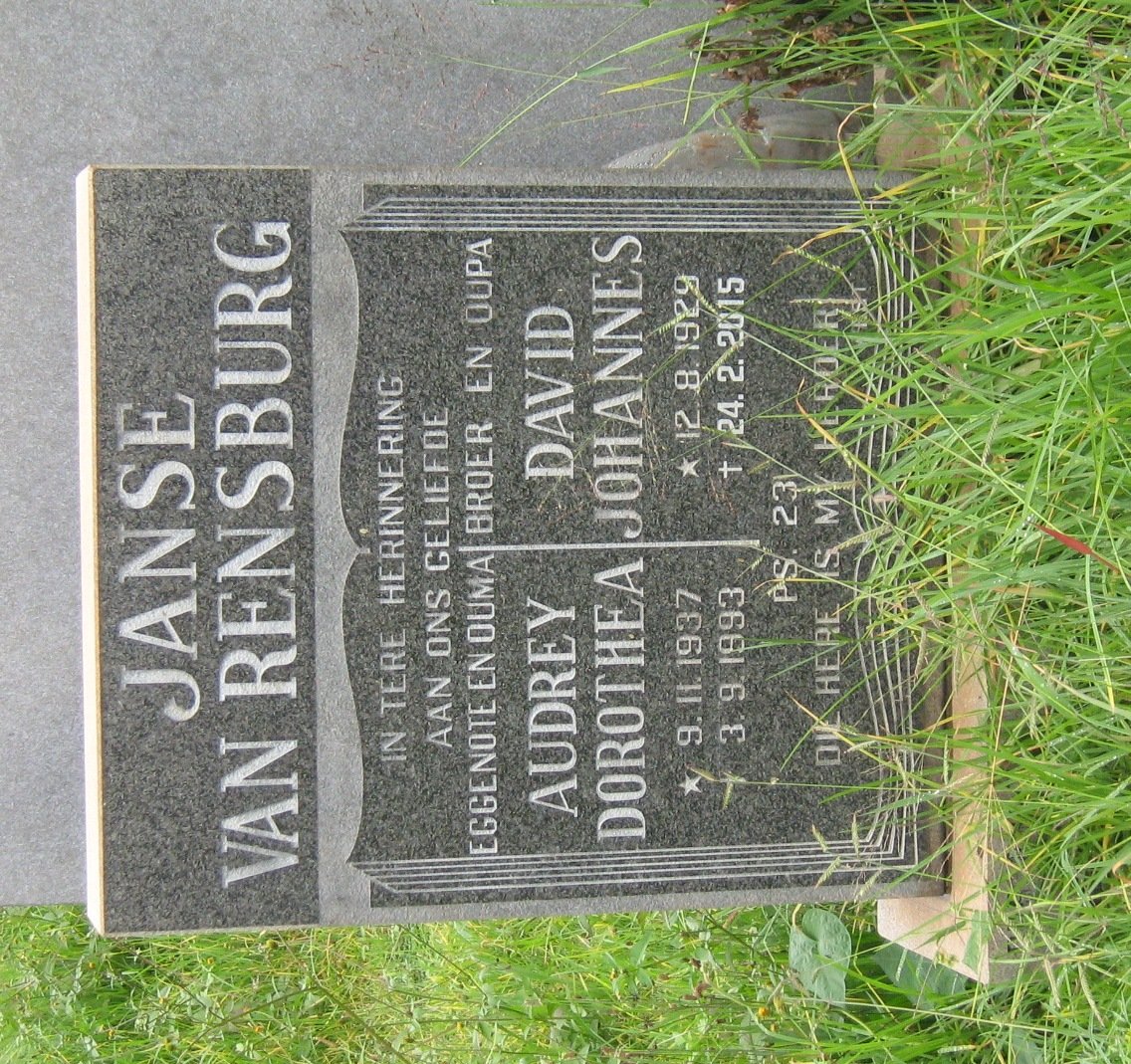 RENSBURG David Johannes, Janse van 1929-2015 &amp; Audrey Dorothea 1937-1993