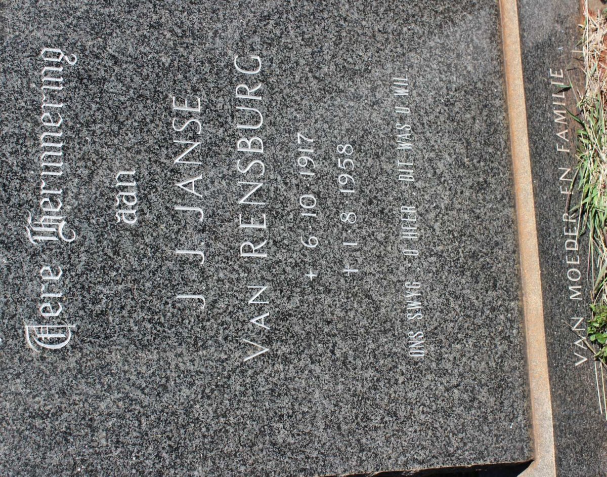 RENSBURG J.J., Janse van 1917-1958