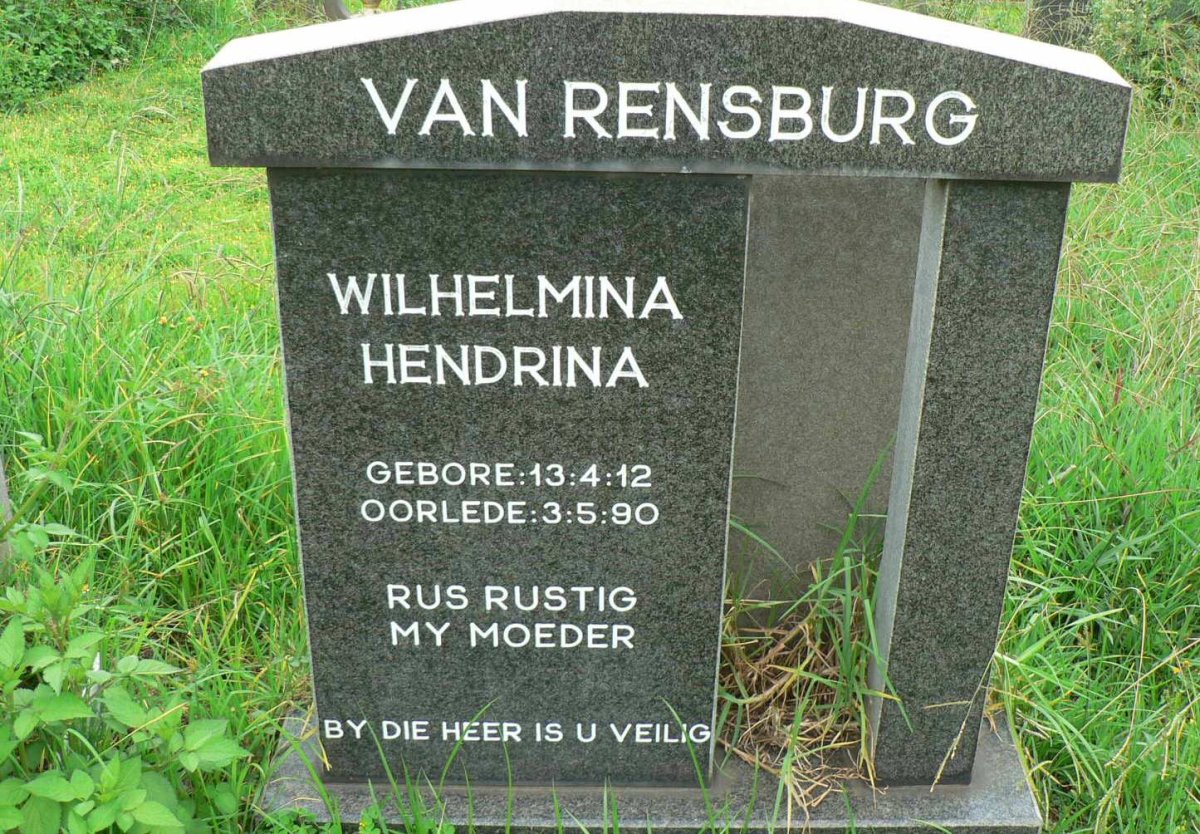 RENSBURG Wilhelmina Hendrina, van 1912-1990