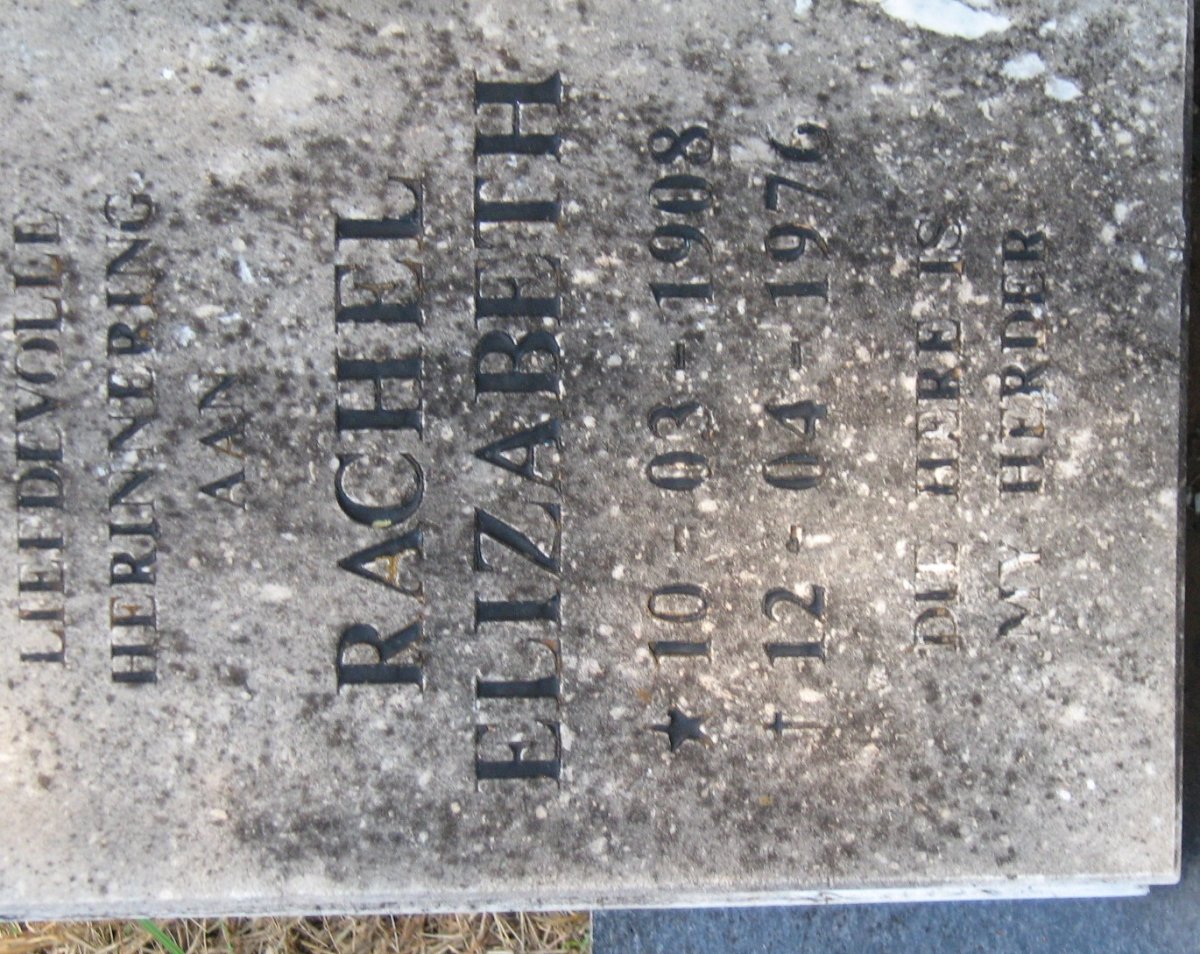 RENSBURG Rachel Elizabeth, van 1908-1976 :: VAN RENSBURG Theodorus Erns 1935-1997