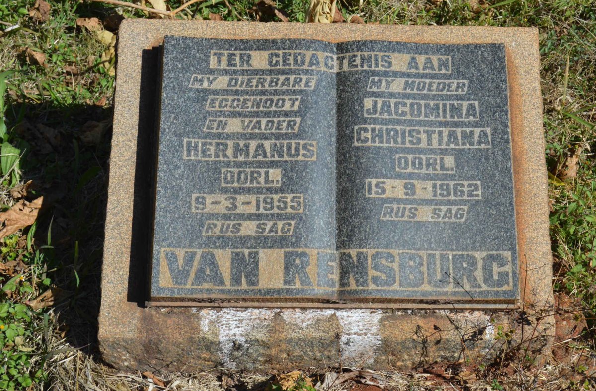 RENSBURG Hermanus, van -1955 &amp; Jacomina Christiana -1962