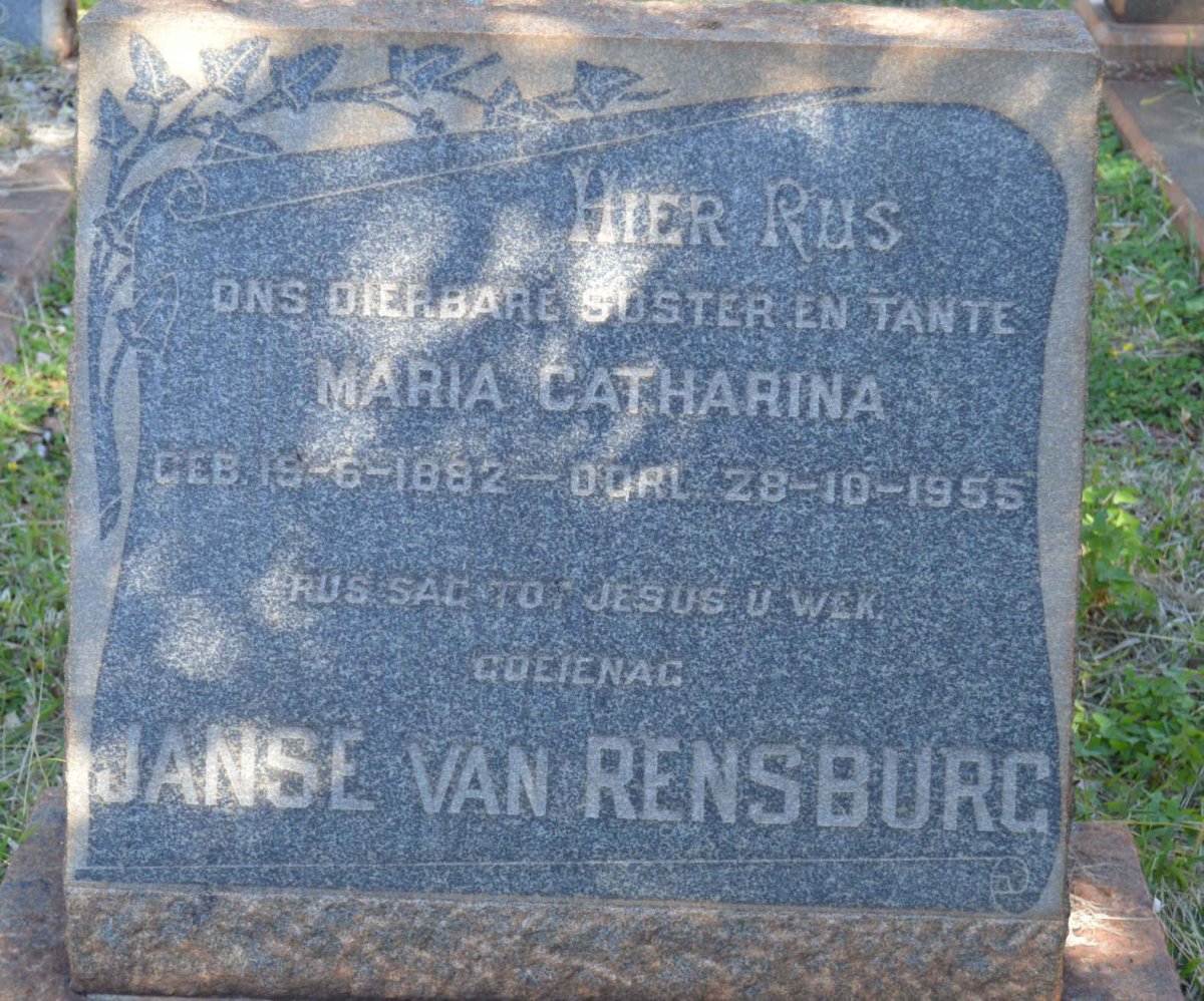 RENSBURG Maria Catharina, Janse van 1882-1955