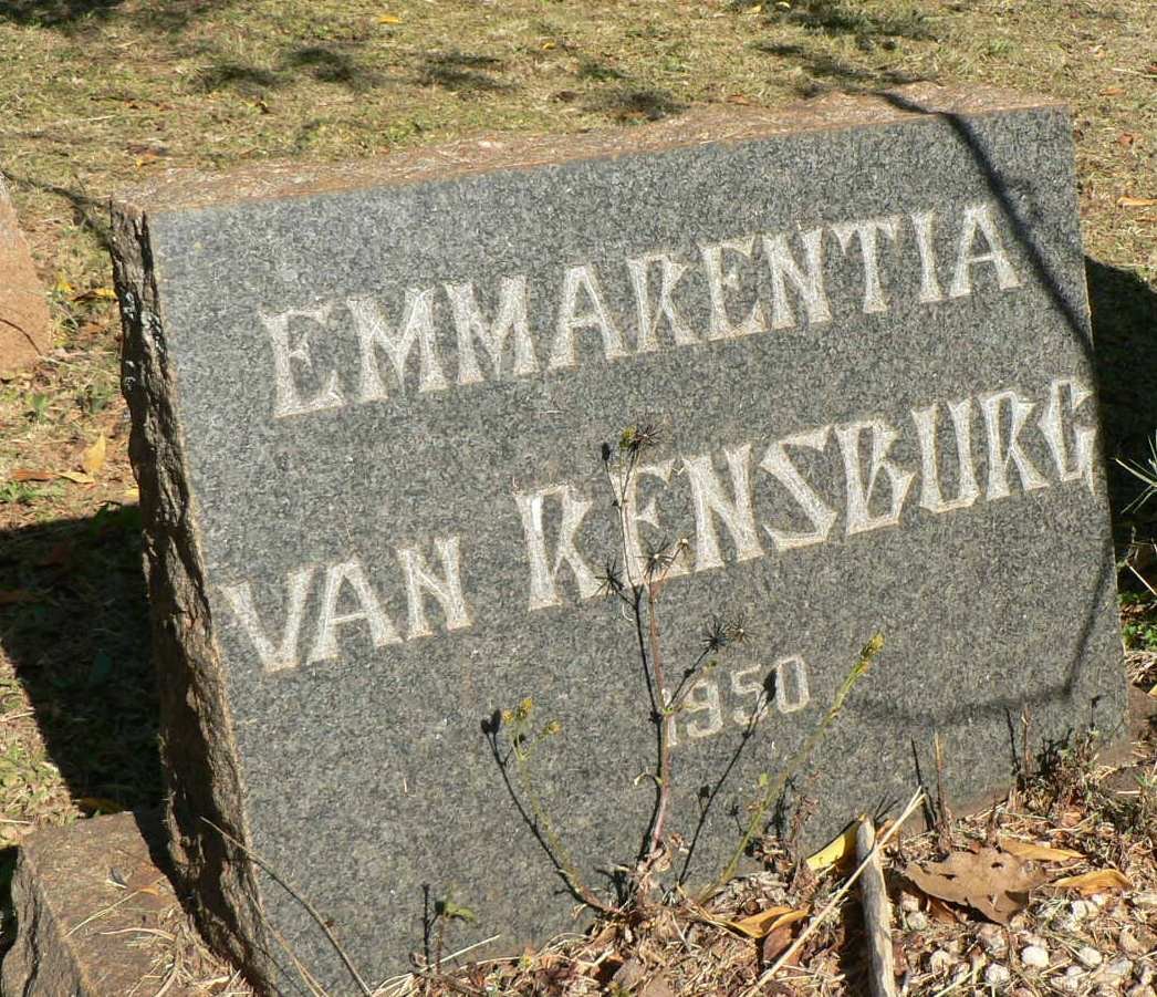 RENSBURG Emmarentia, van 1950-1950
