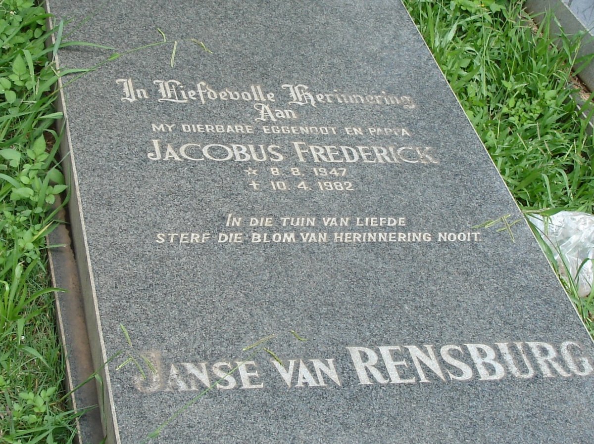RENSBURG Jacobus Frederick, Janse van 1947-1982