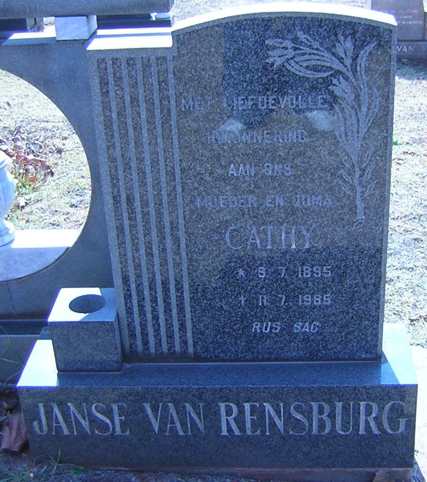 RENSBURG Cathy, Janse van 1895-1985