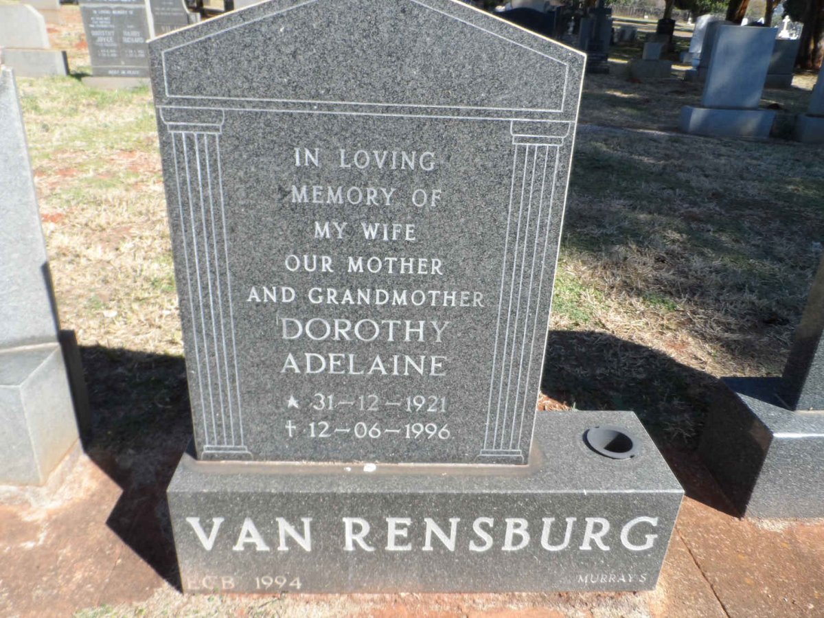 RENSBURG Dorothy Adelaine, van 1921-1996