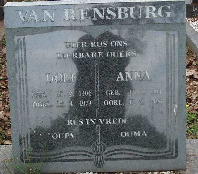 RENSBURG Dolf, van 1906-1973 &amp; Anna 1911-1996