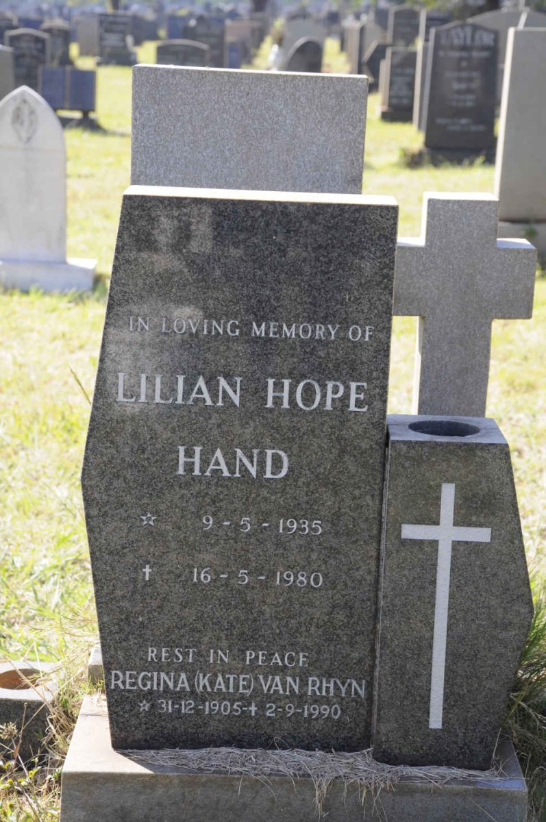RHYN Regina, van 1905-1990 :: HAND Lilian Hope 1935-1980
