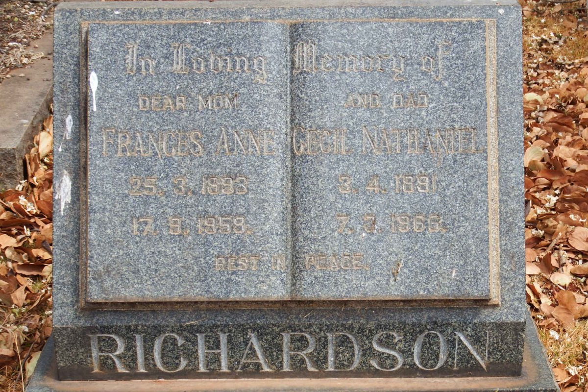 RICHARDSON Cecil Nathaniel 1891-1966 &amp; Frances Anna 1898-1959