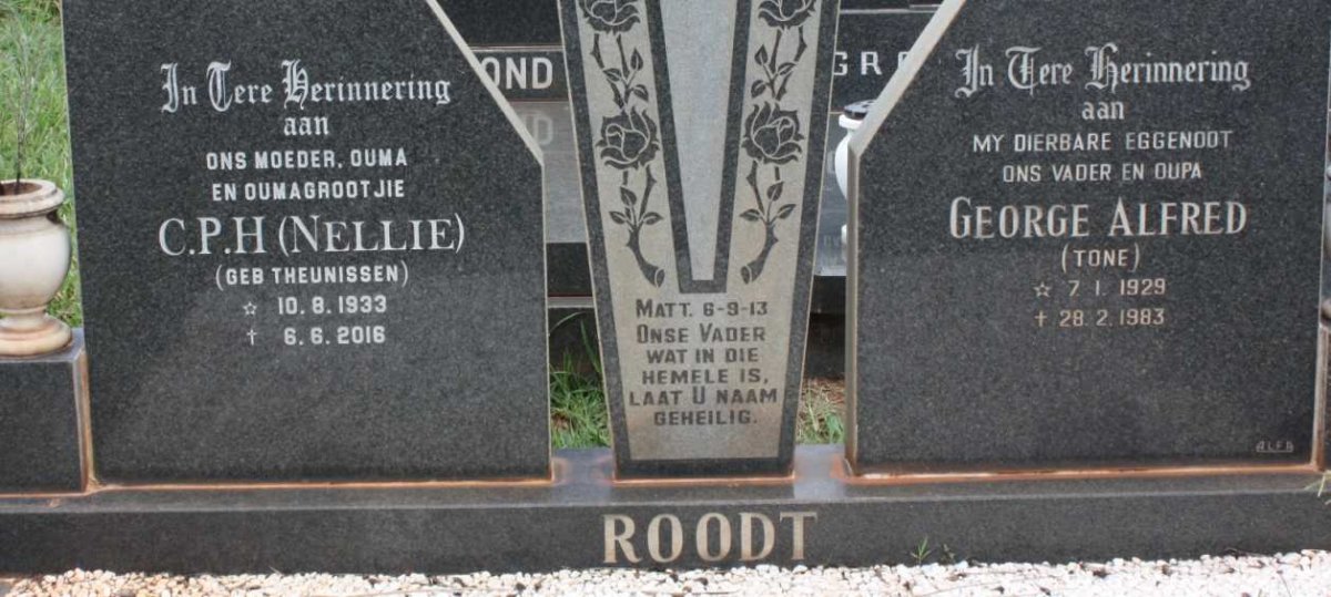 ROODT George Alfred 1929-1983 &amp; C.P.H. THEUNISSEN 1933-2016