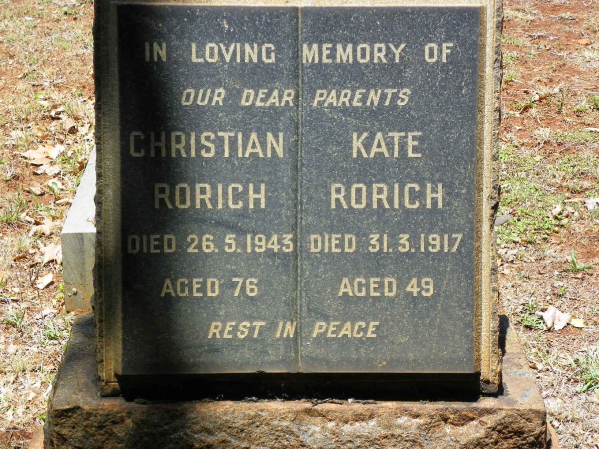 RORICH Christian -1943 &amp; Kate -1917