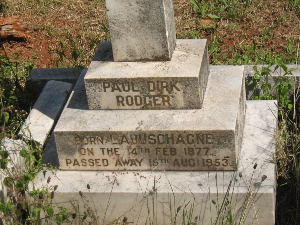 RODGER Paul Dirk nee LABUSCHAGNE 1877-1953