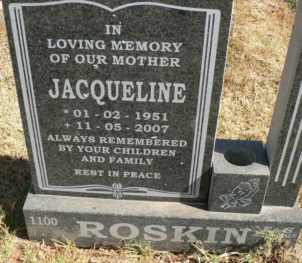 ROSKIN Jacqueline 1951-2007