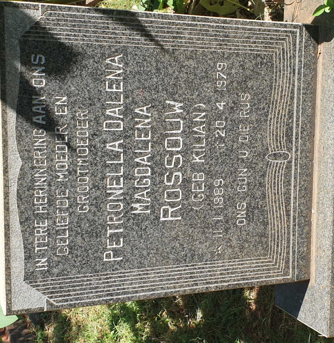 ROSSOUW Petronella Dalena Magdalena nee KILIAN 1889-1979