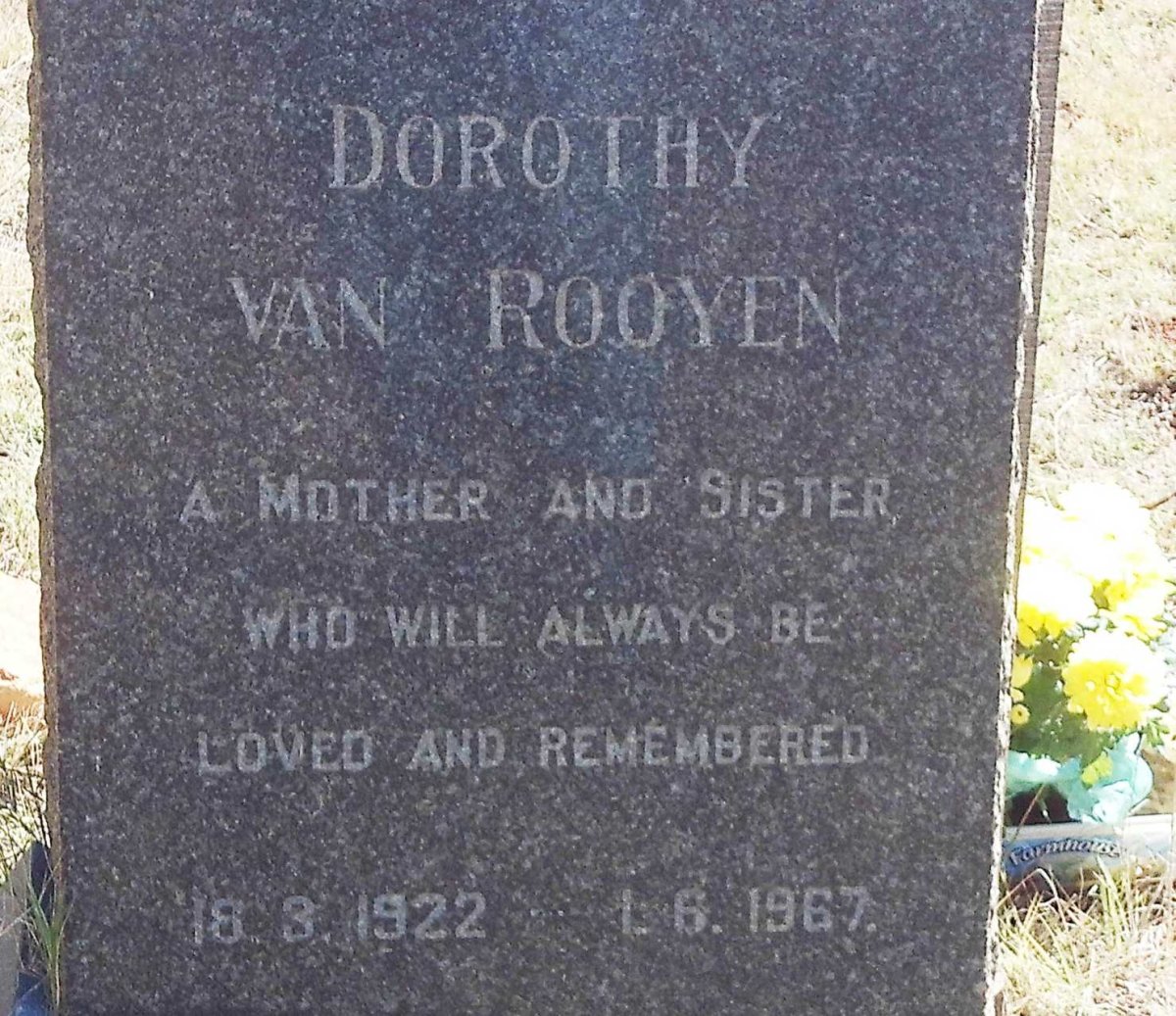 ROOYEN Dorothy, van 1922-1967