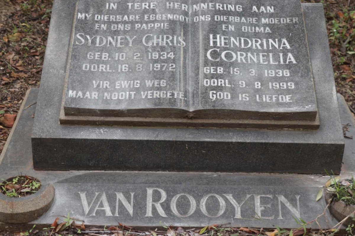 ROOYEN Sydney Chris, van 1934-1972 &amp; Hendrina Cornelia 1936-1999