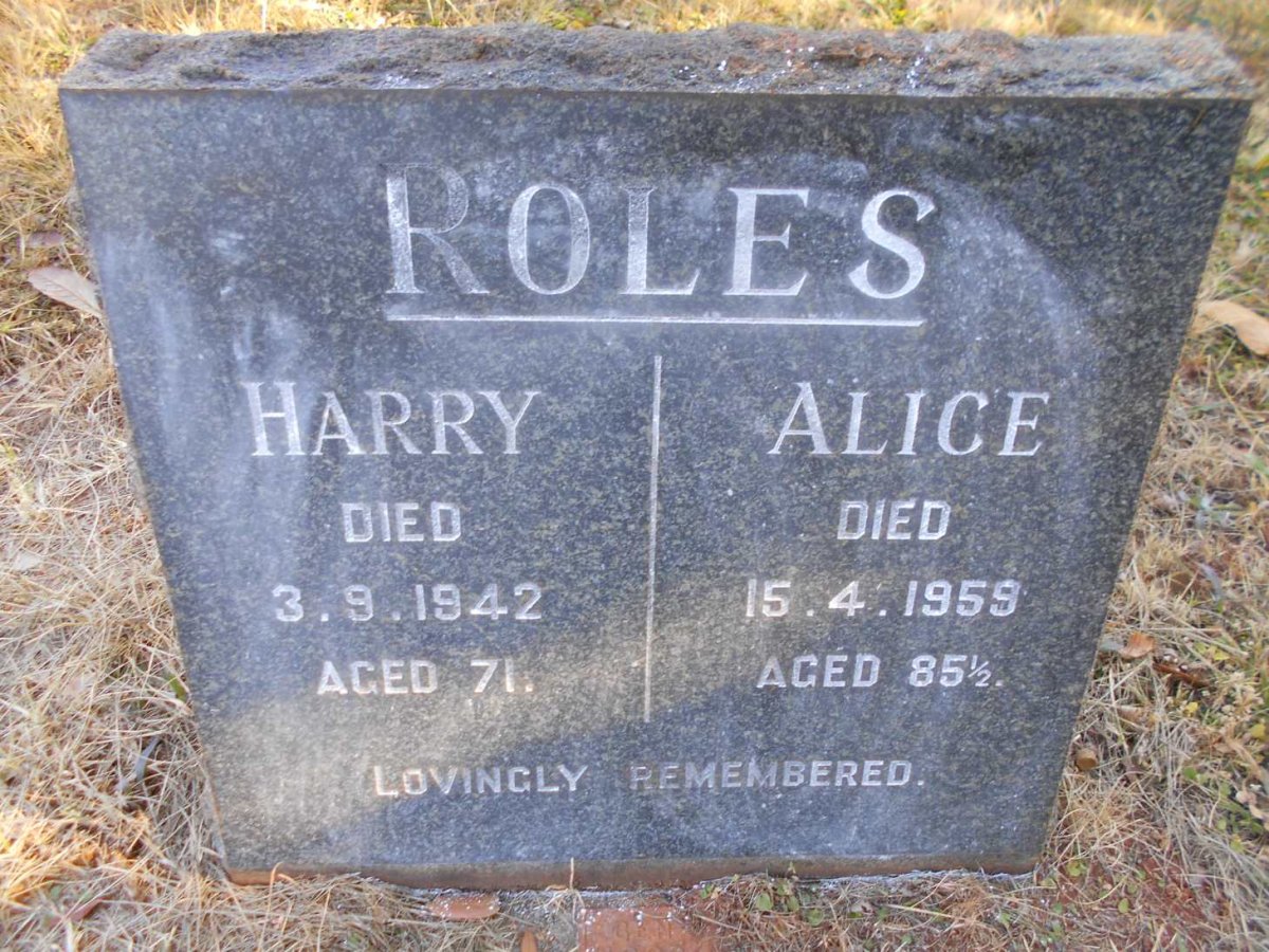 ROLES Harry -1942 &amp; Alice -1959