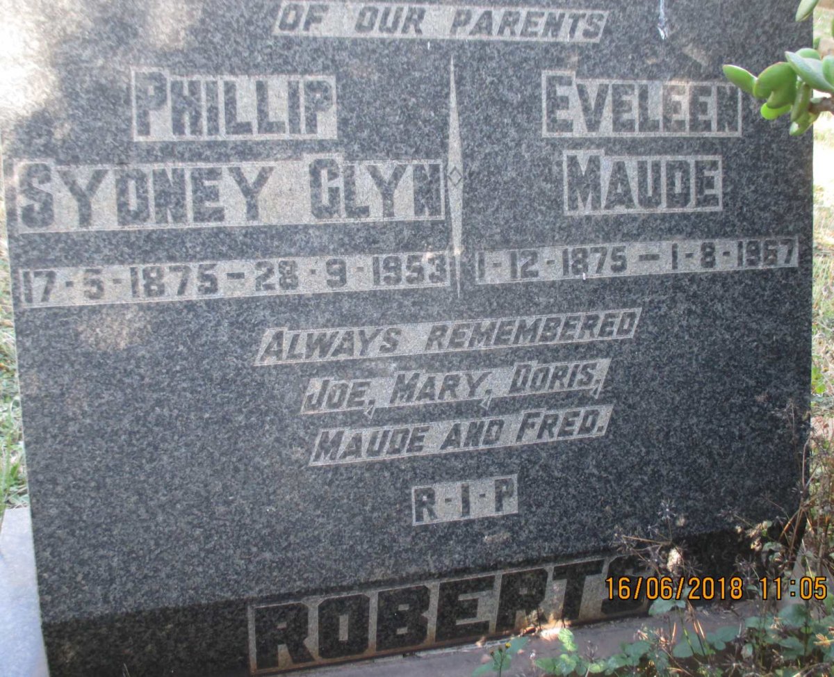 ROBERTS Phillip Sydney Glyn 1875-1953 &amp; Eveleen Maude 1875-1967