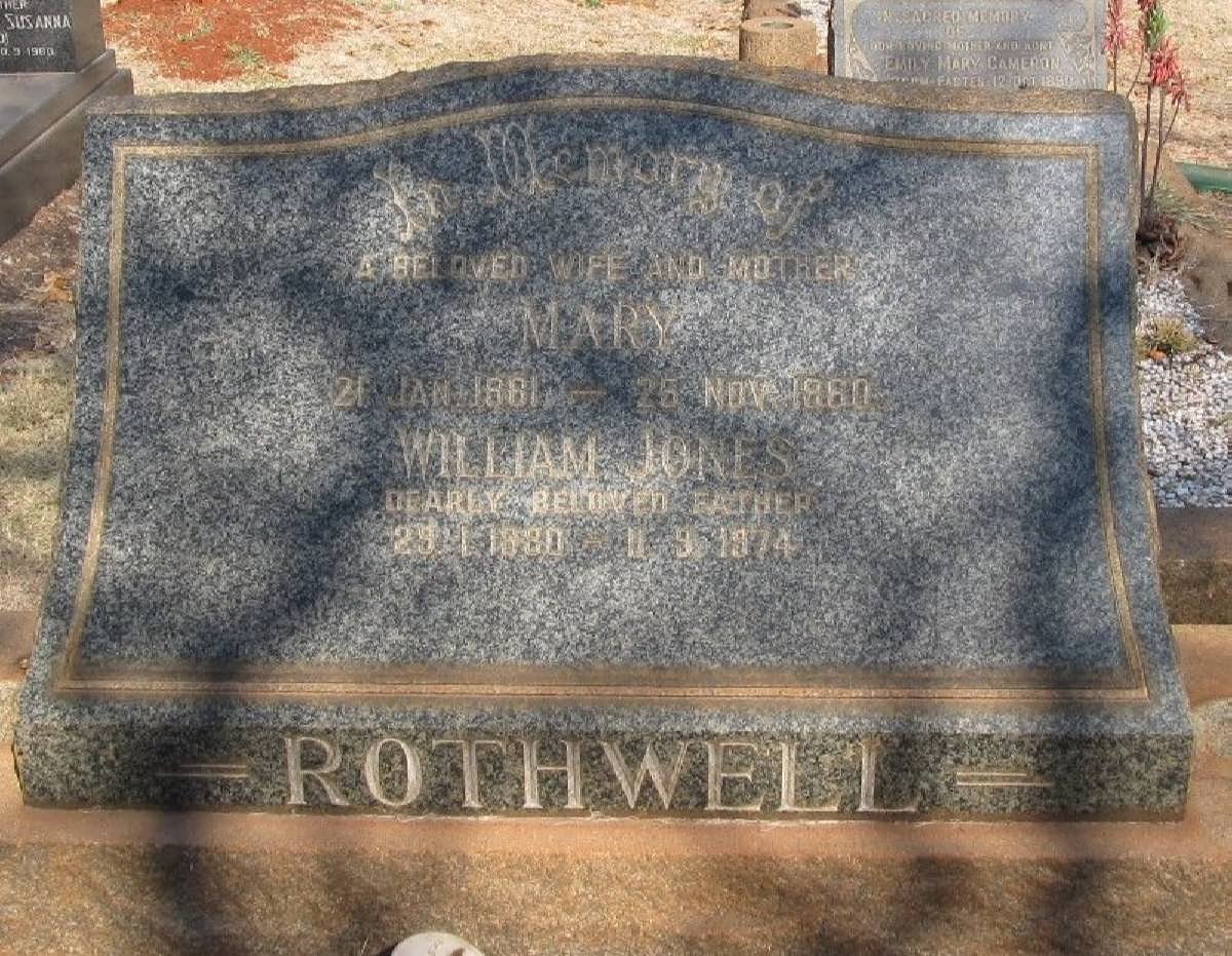 ROTHWELL William Jones 1880-1974 &amp; Mary 1881-1960