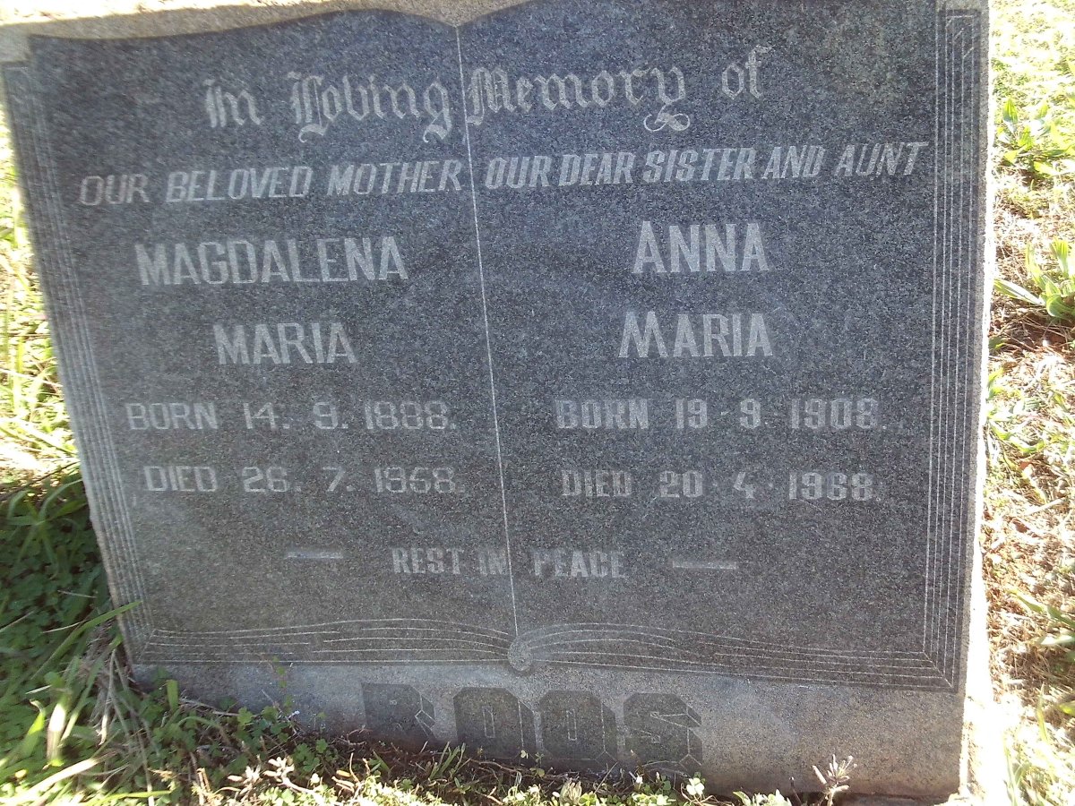 ROOS Magdalena Maria 1888-1958 :: ROOS Anna Maria 1908-1968