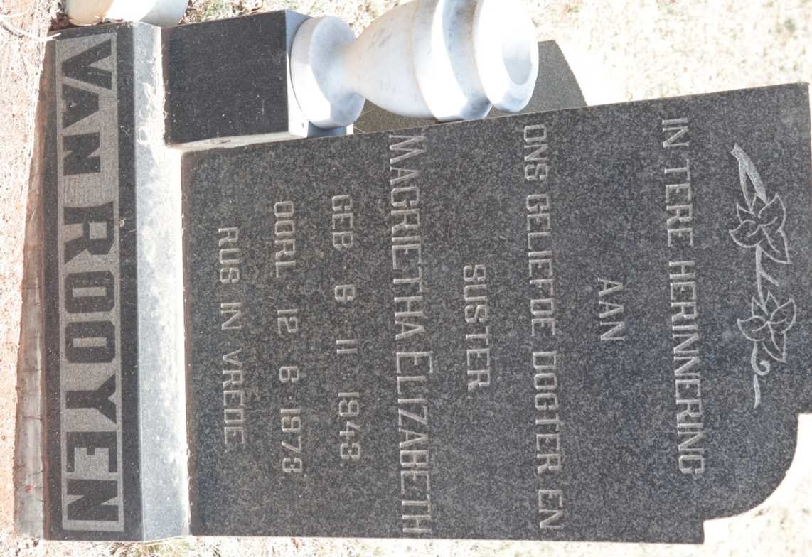 ROOYEN Magrietha Elizabeth, van 1943-1973