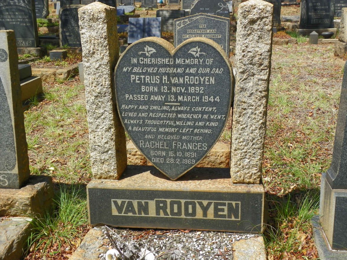 ROOYEN Petrus H., van 1892-1944 &amp; Rachel Frances 1891-1969