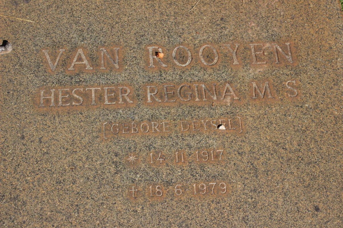ROOYEN Hester Regina M.S., van nee DEYSEL 1917-1979