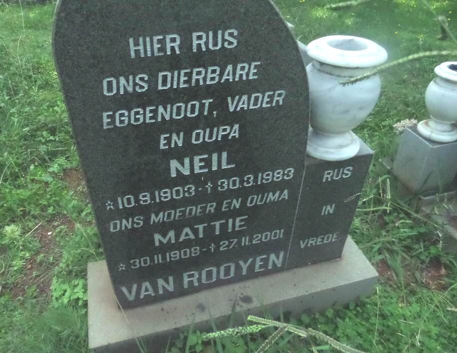 ROOYEN Neil, van 1903-1983 &amp; Mattie 1908-2001