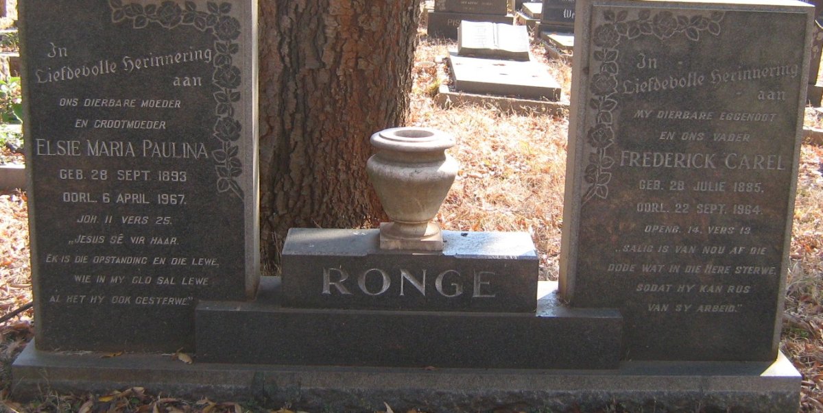 RONGE Frederick Carel 1885-1964 &amp; Elsie Maria Paulina 1893-1967