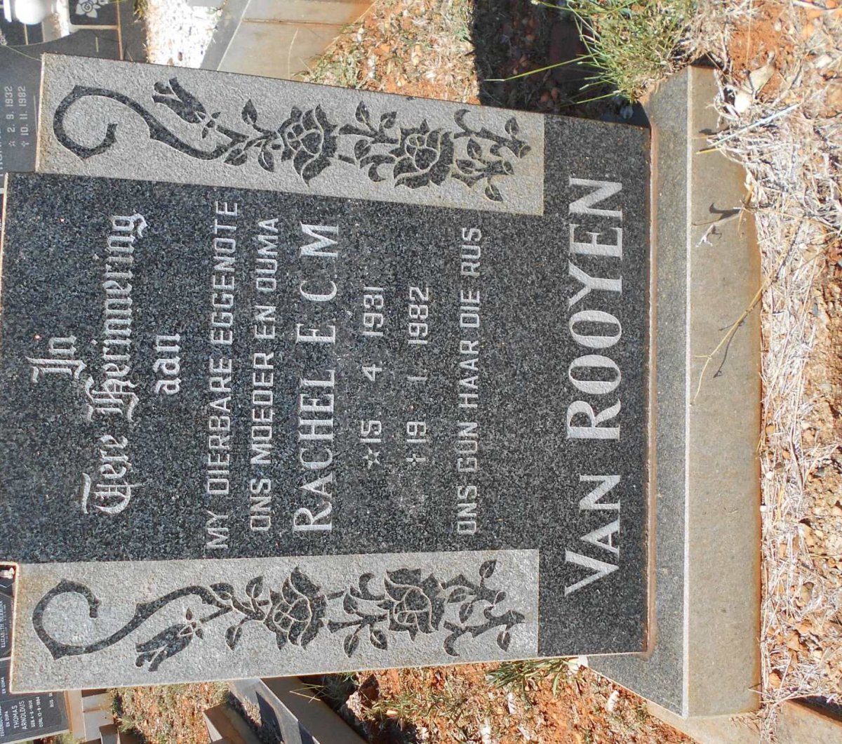ROOYEN Rachel E.C.M., van 1931-1982