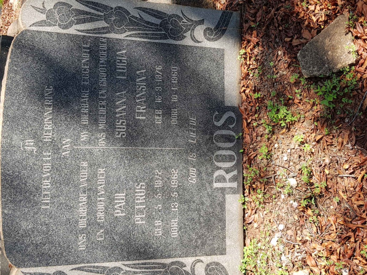 ROOS Paul Petrus 1872-1962 &amp; Susanna Lucia Fransina 1876-1960