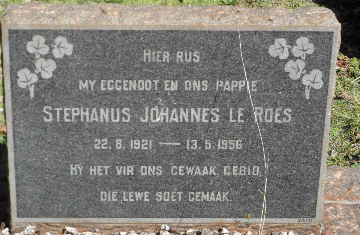 ROES Stephanus Johannes, le 1921-1956