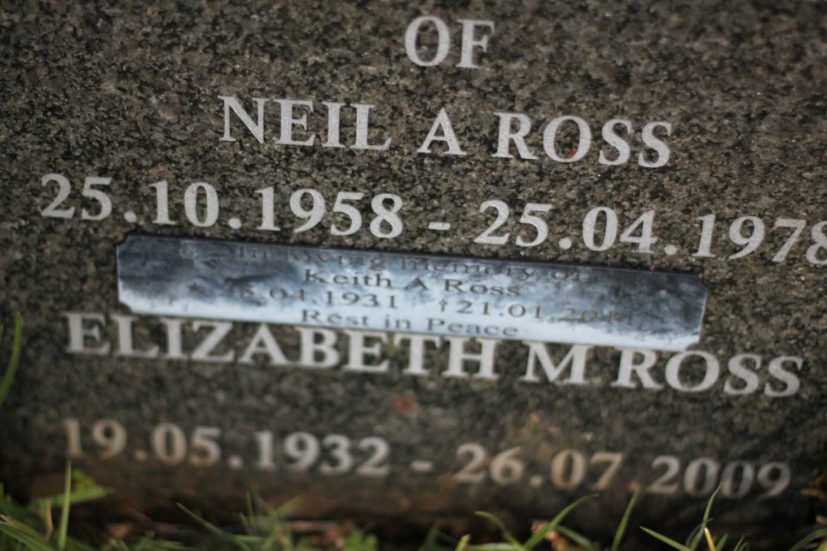 ROSS Keith A. 1931-2011 &amp; Elizabeth M. 1932-2009 :: ROSS Neil A. 1958-1978