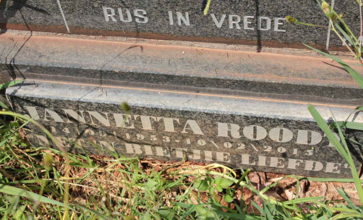 ROODT Boet 1924-2007 &amp; Tina 1918-1986 :: ROODT Jannetta 1953-2015