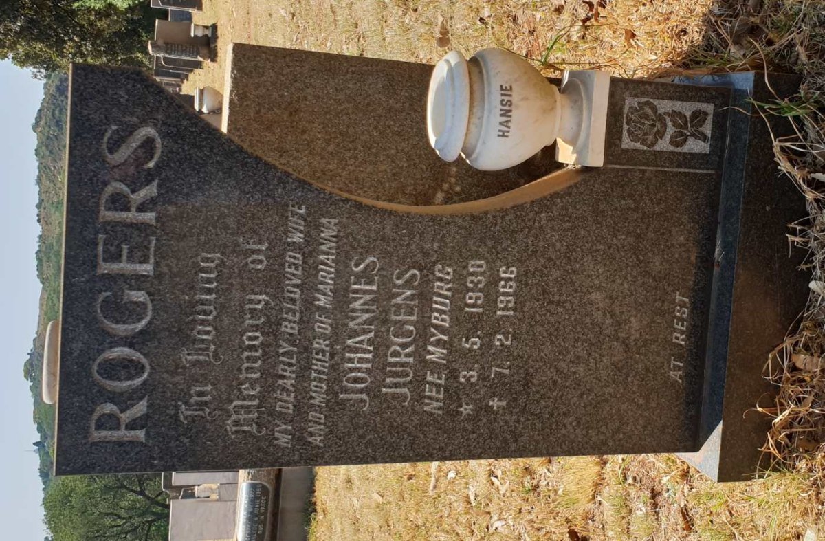 ROGERS Johannes Jurgens nee MYBURG 1930-1966