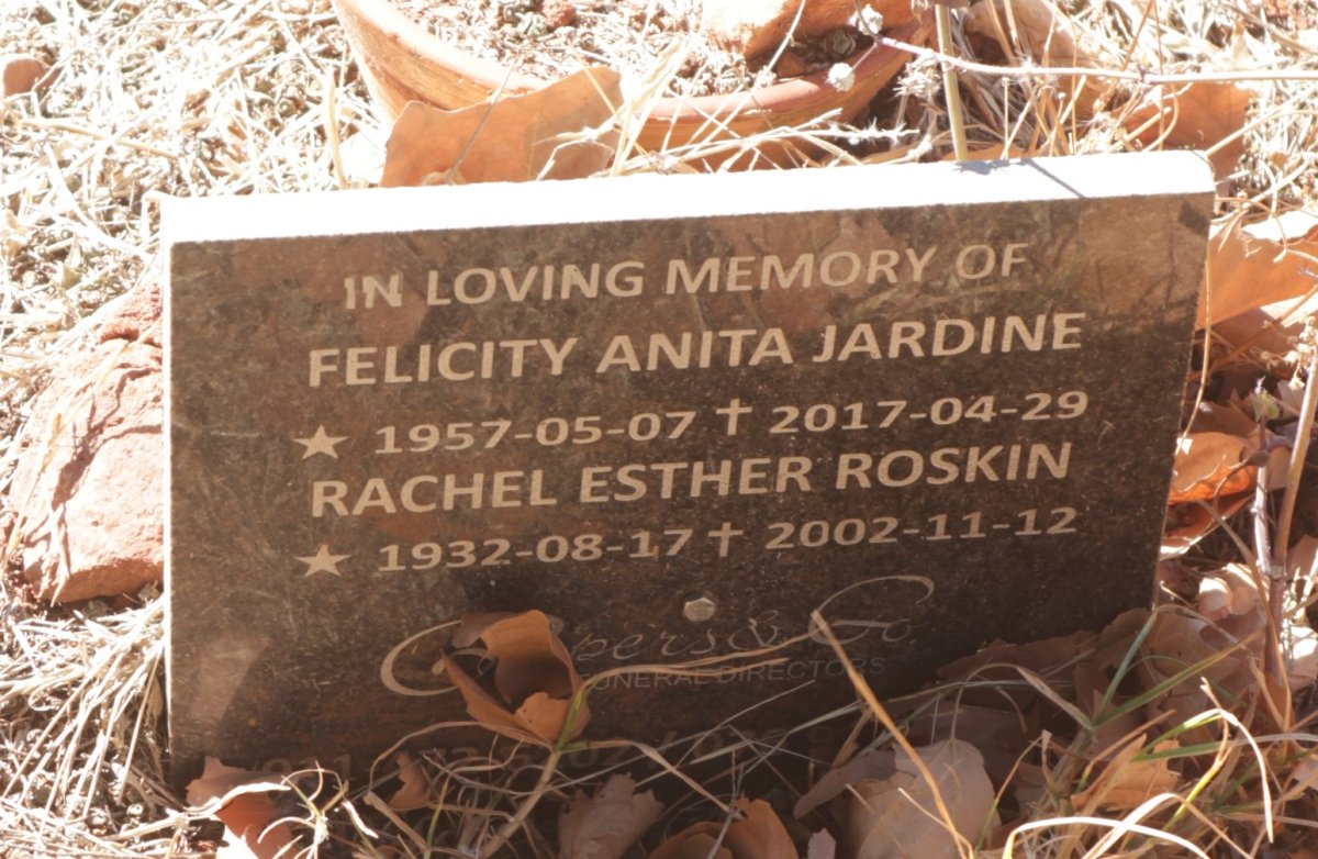 ROSKIN Rachel Esther 1932-2002 :: JARDINE Felicity Anita 1957-2017