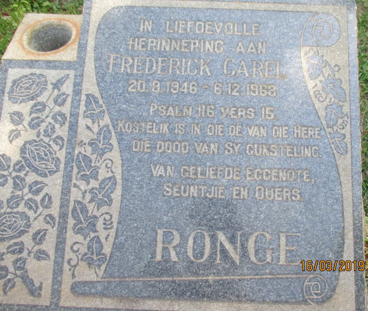 RONGE Frederick Carel 1946-1963