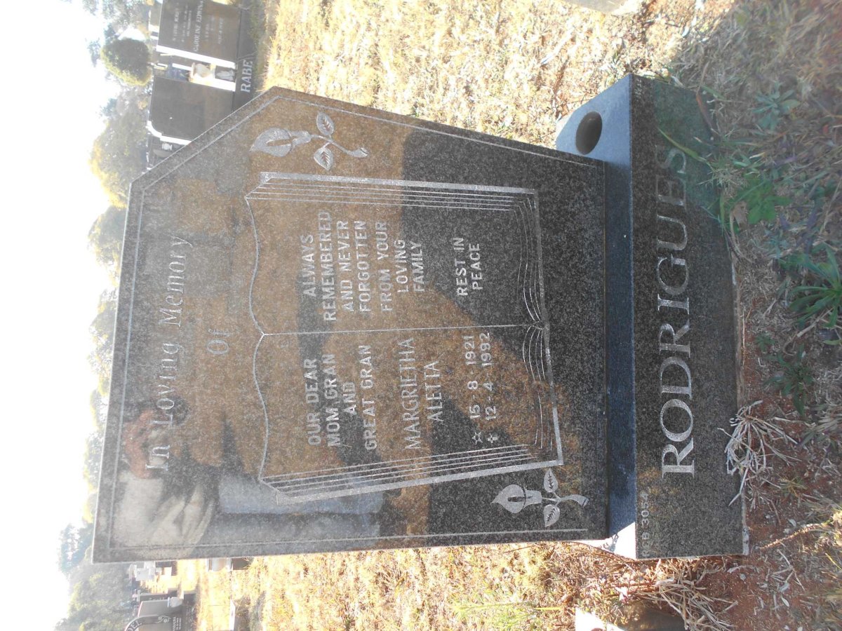 RODRIGUES Margrietha Aletta 1921-1992