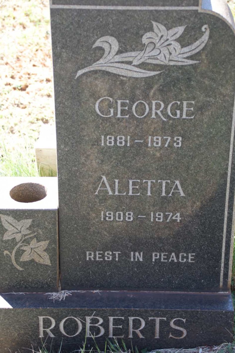 ROBERTS George 1881-1973 :: ROBERTS Aletta 1908-1974