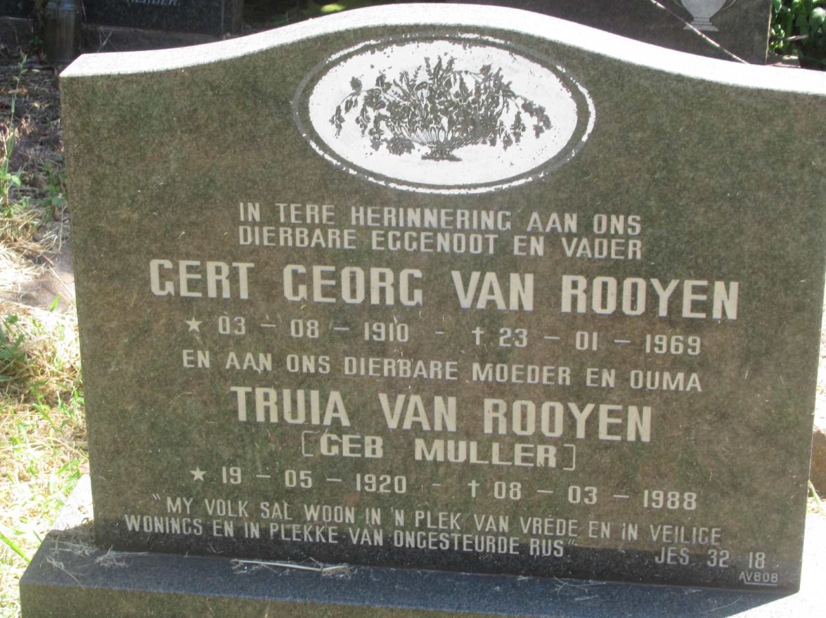 ROOYEN Gert Georg, van 1910-1969 &amp; Truia MULLER 1920-1988