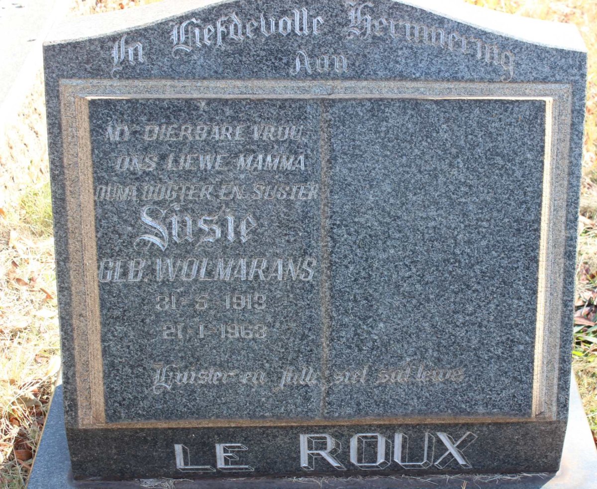 ROUX Susie, le nee WOLMARANS 1913-1963