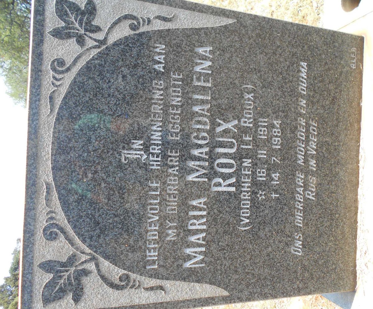 ROUX Maria Magdalena formerly LE ROUX 1911-1984